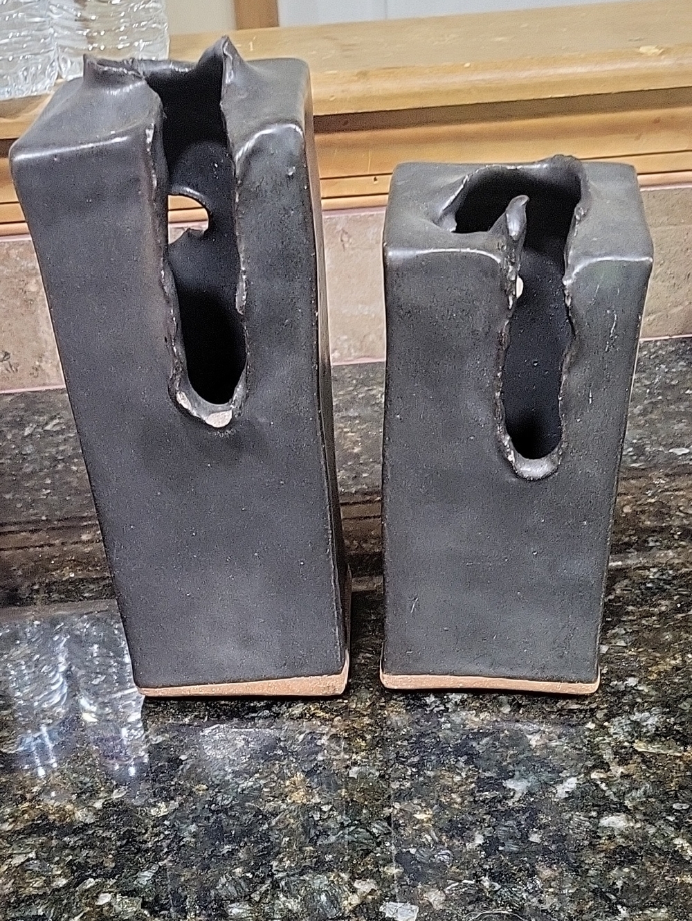 Contemporary Black Ceramic Vase Pair - Home Accents